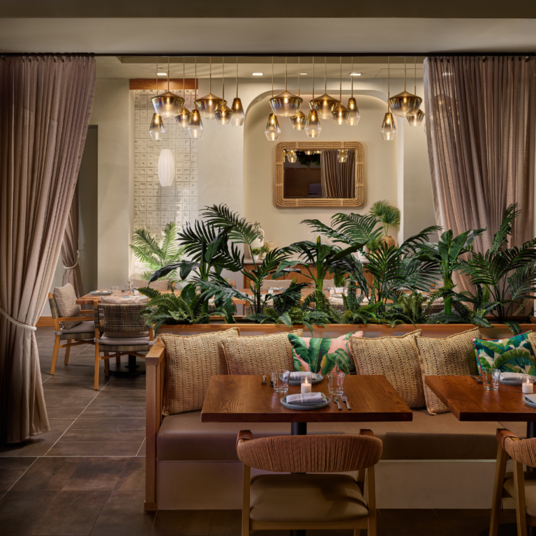 Restaurant Dining Area With Tropical Interior