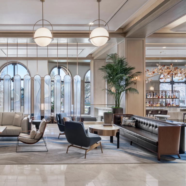 Hotel Lobby in Beige Interior