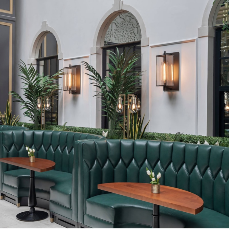 Green Dining Booth Outdoor tables