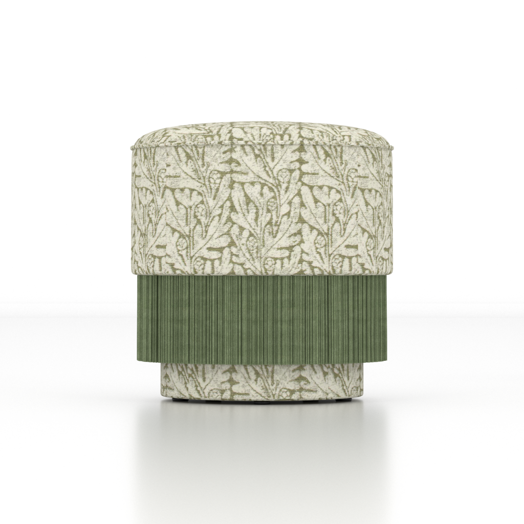 Round Ottoman With Fringe-Front